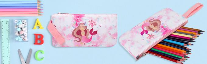 Mochila escolar de poliéster para crianças Mochila escolar de sereia Set de três peças 3